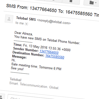screen of sms in email